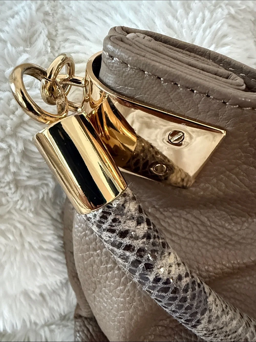Nordstrom Halogen Leather Hobo Bag with Snakeskin Style Handle